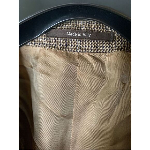 Ermengildo Zegna 100% wool blazer suit jacket houndstooth brown men's size 54L - Picture 4 of 6